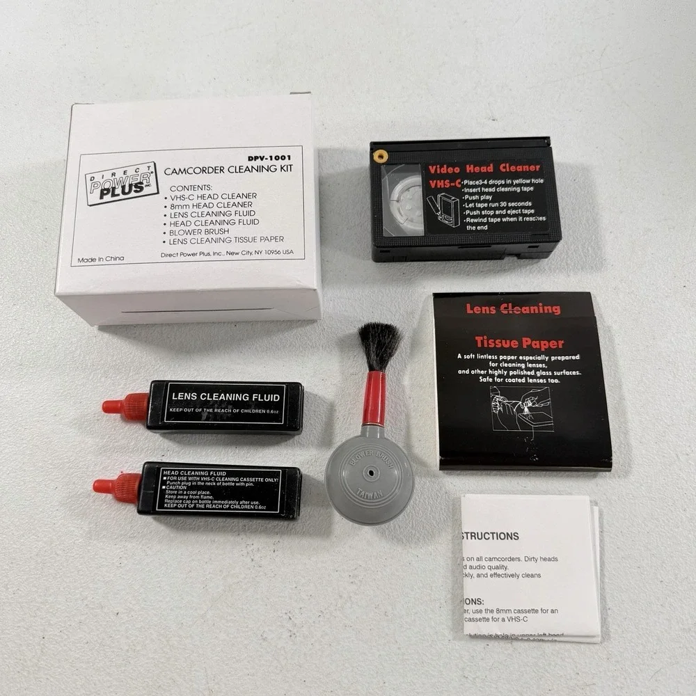 Direct Power Plus DPV-1001 Camcorder Cleaning Kit VHS-C 8mm Tape Head Lens Fluid